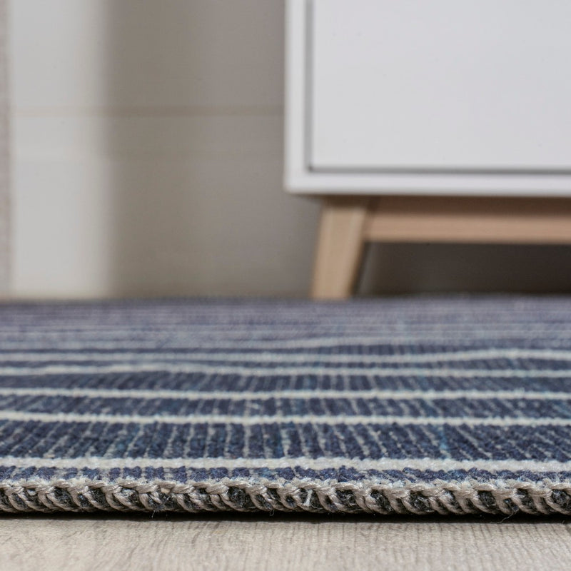 Rand Distressed Ticking Stripe Machine-washable Area Rug