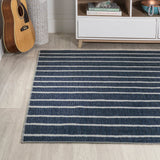 Rand Distressed Ticking Stripe Machine-washable Area Rug