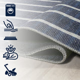 Rand Distressed Ticking Stripe Machine-washable Area Rug