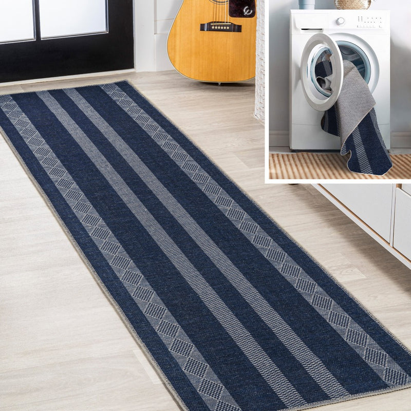 Nautisk Trellis Stripe Machine-washable Area Rug