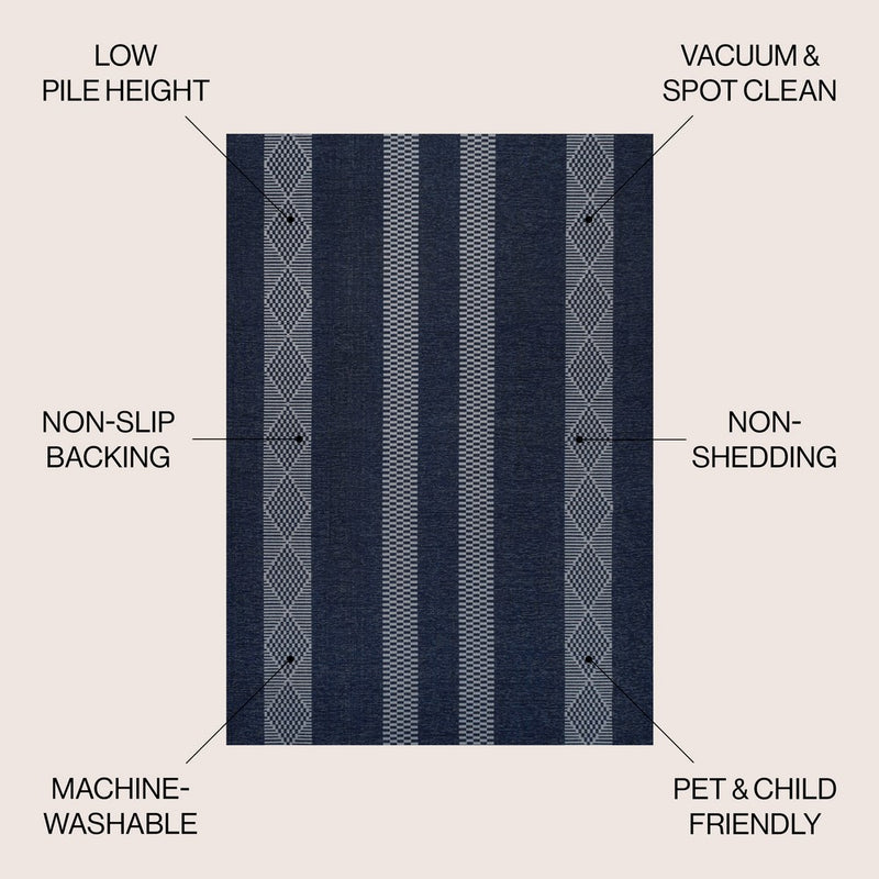 Nautisk Trellis Stripe Machine-washable Area Rug