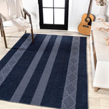 Nautisk Trellis Stripe Machine-washable Area Rug