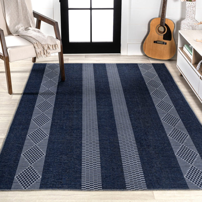 Nautisk Trellis Stripe Machine-washable Area Rug