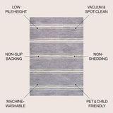 Bande Distressed Ticking Stripe Machine-washable Area Rug