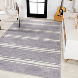 Bande Distressed Ticking Stripe Machine-washable Area Rug