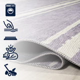 Bande Distressed Ticking Stripe Machine-washable Area Rug