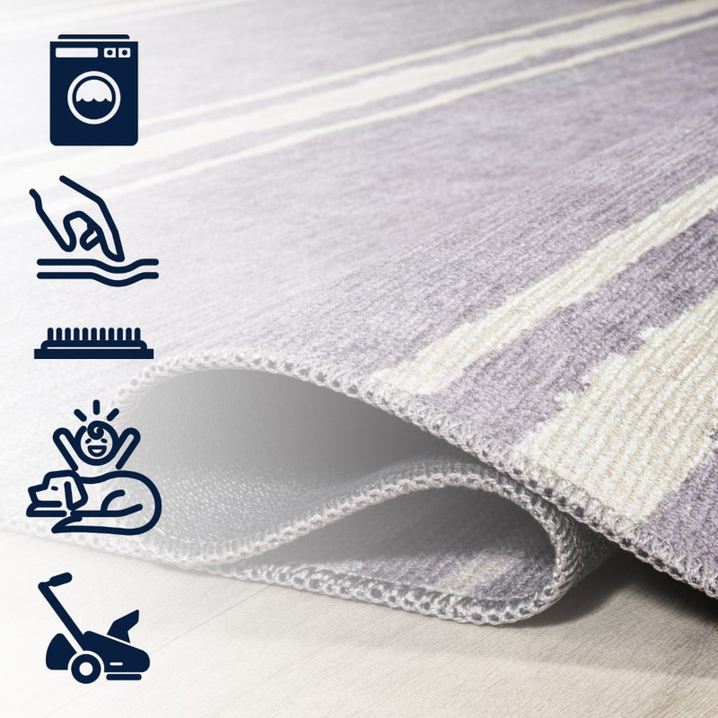 Bande Distressed Ticking Stripe Machine-washable Area Rug