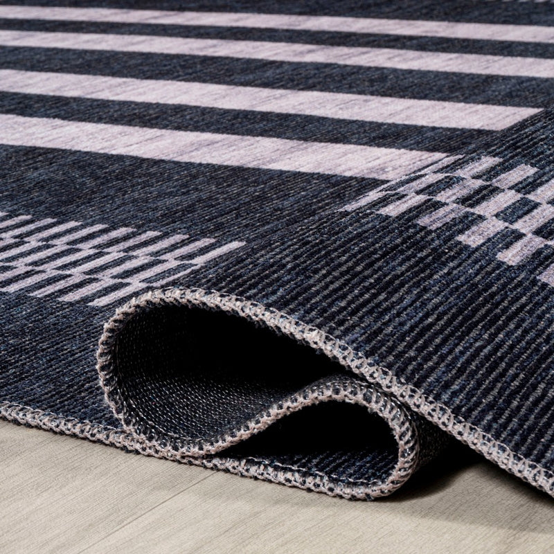 Vichy Geometric Striped Machine-washable Area Rug