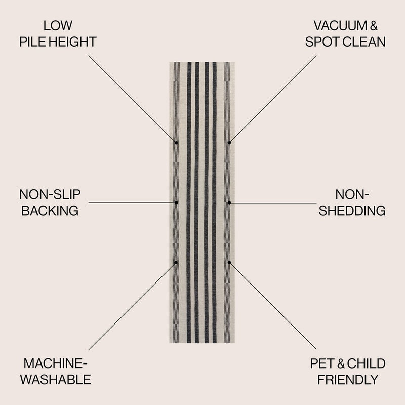 Vichy Geometric Striped Machine-washable Area Rug
