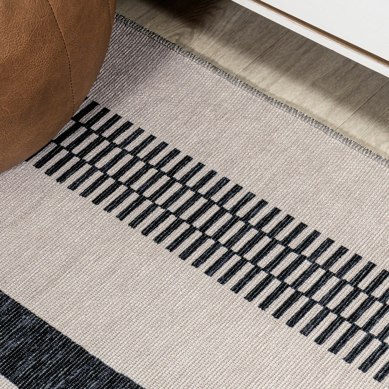 Vichy Geometric Striped Machine-washable Area Rug