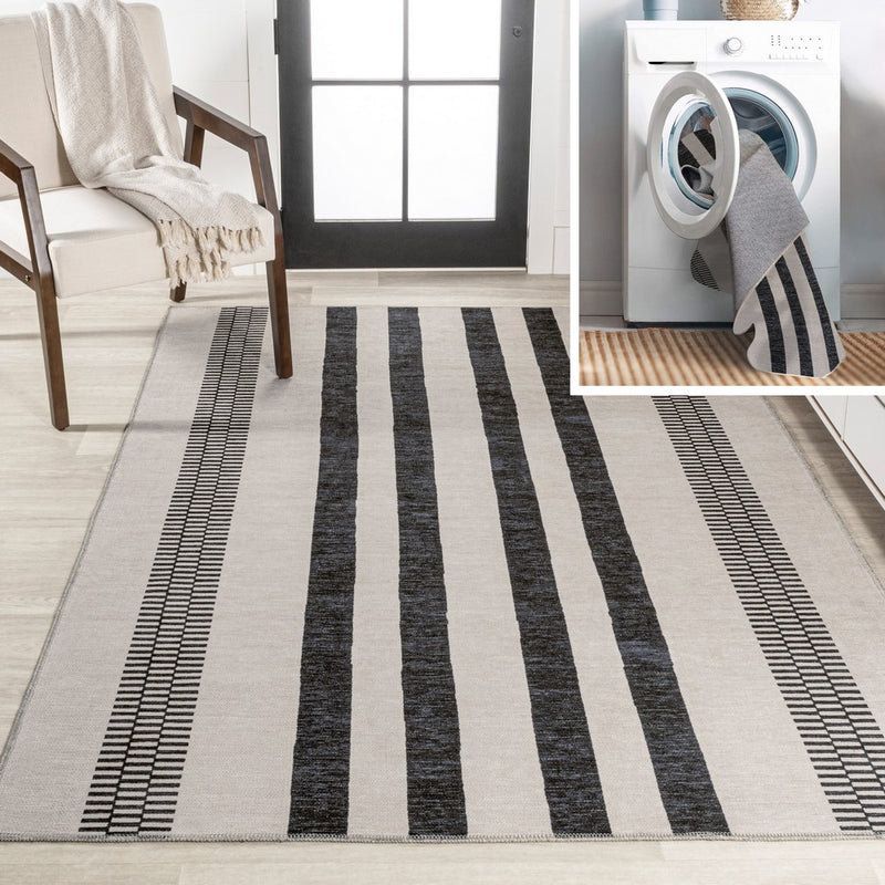 Vichy Geometric Striped Machine-washable Area Rug
