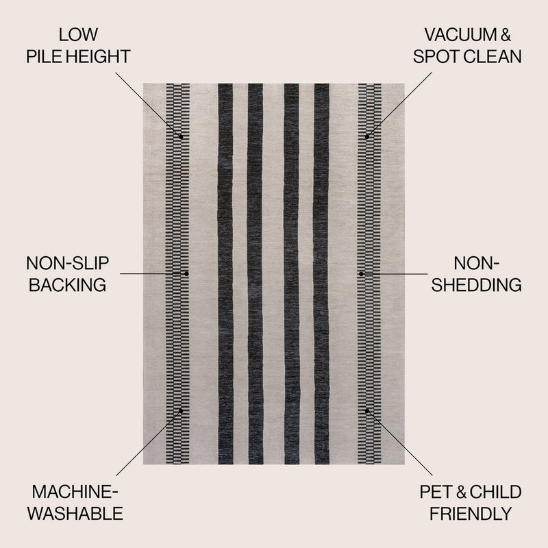 Vichy Geometric Striped Machine-washable Area Rug