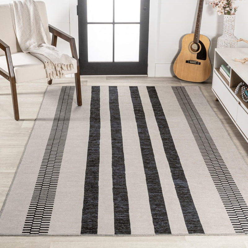 Vichy Geometric Striped Machine-washable Area Rug