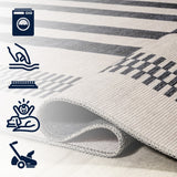 Vichy Geometric Striped Machine-washable Area Rug