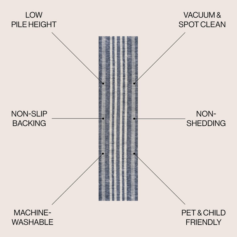 Vichy Geometric Striped Machine-washable Area Rug