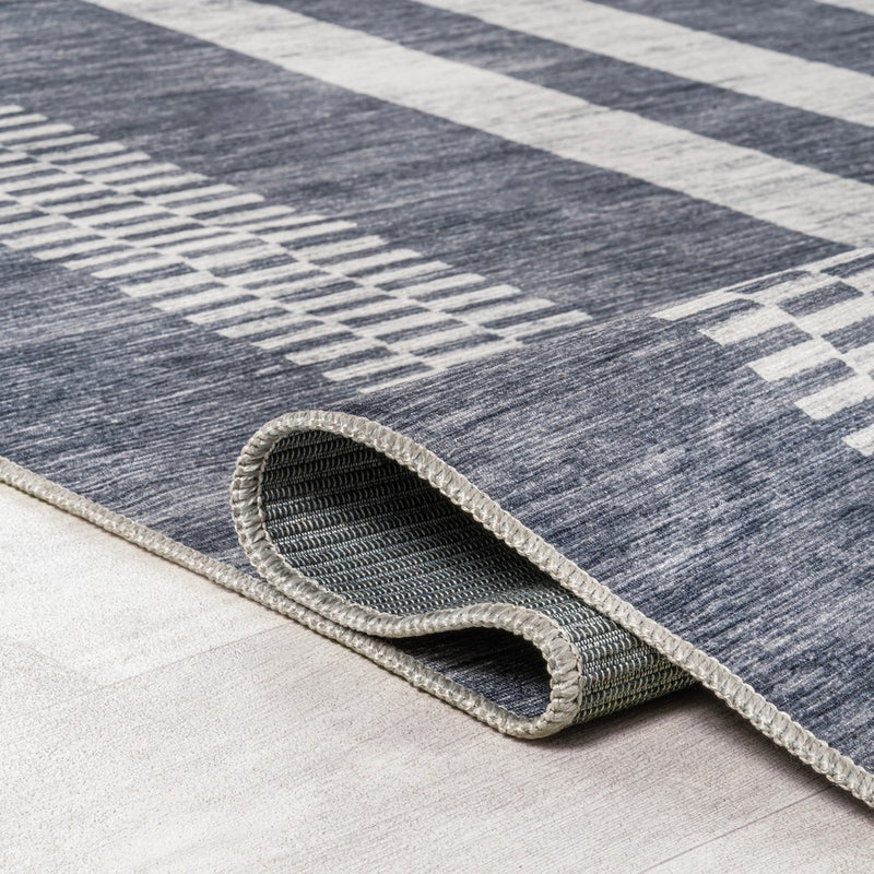 Vichy Geometric Striped Machine-washable Area Rug