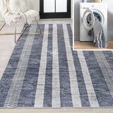 Vichy Geometric Striped Machine-washable Area Rug