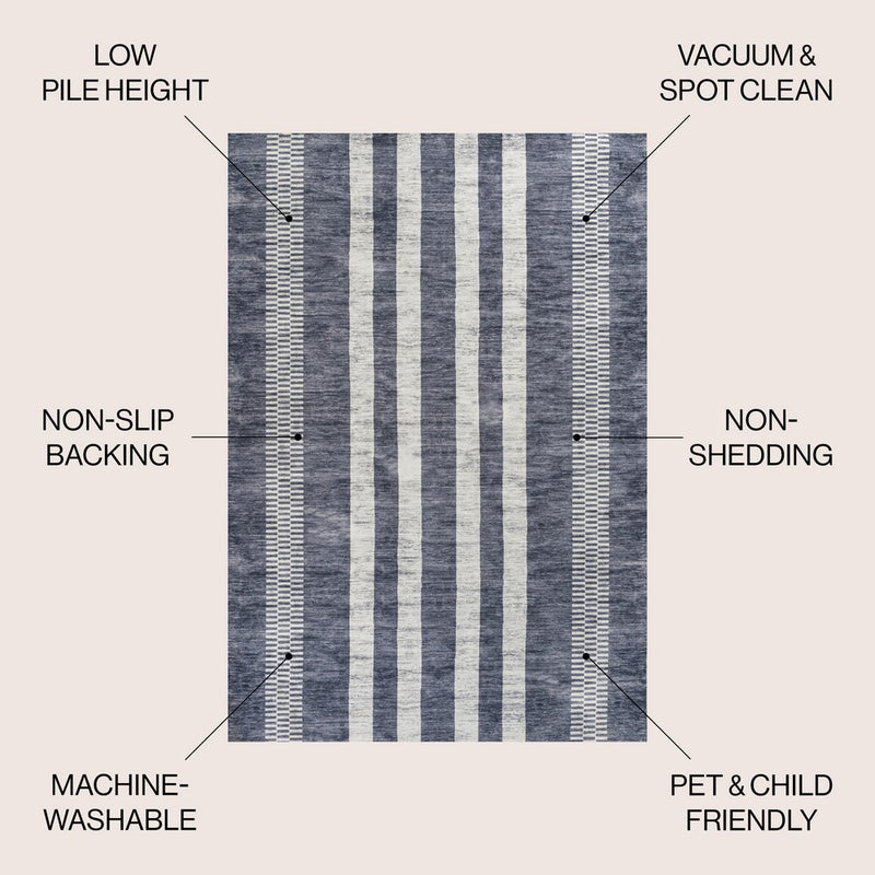 Vichy Geometric Striped Machine-washable Area Rug