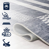 Vichy Geometric Striped Machine-washable Area Rug