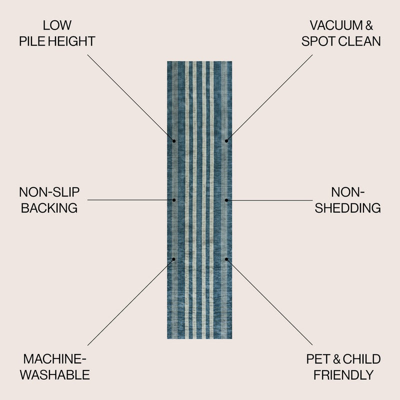 Vichy Geometric Striped Machine-washable Area Rug