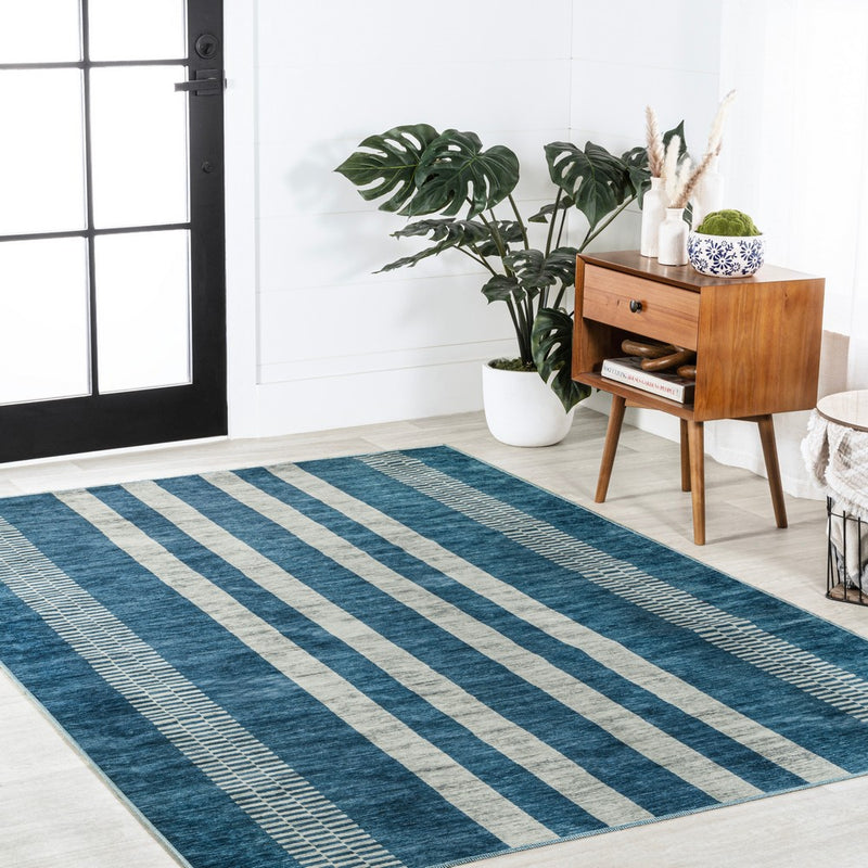 Vichy Geometric Striped Machine-washable Area Rug