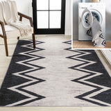 Siksak Modern Chevron Border Area Rug