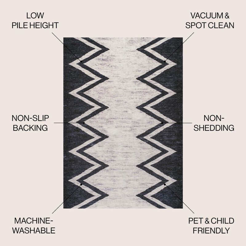 Siksak Modern Chevron Border Area Rug