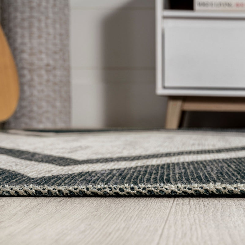 Siksak Modern Chevron Border Area Rug