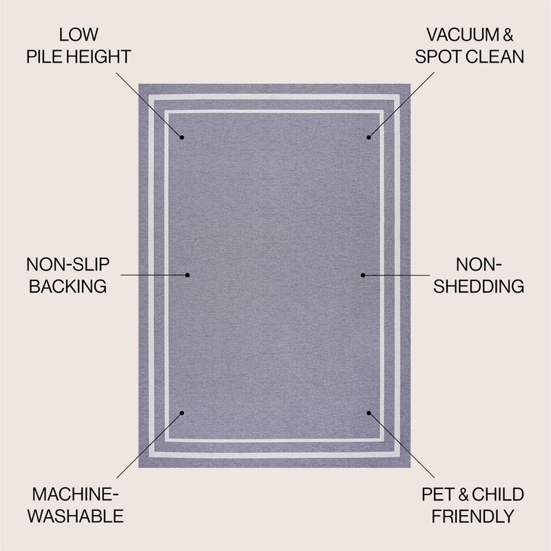 Sloane Classic 2-stripe Border Washable Area Rug