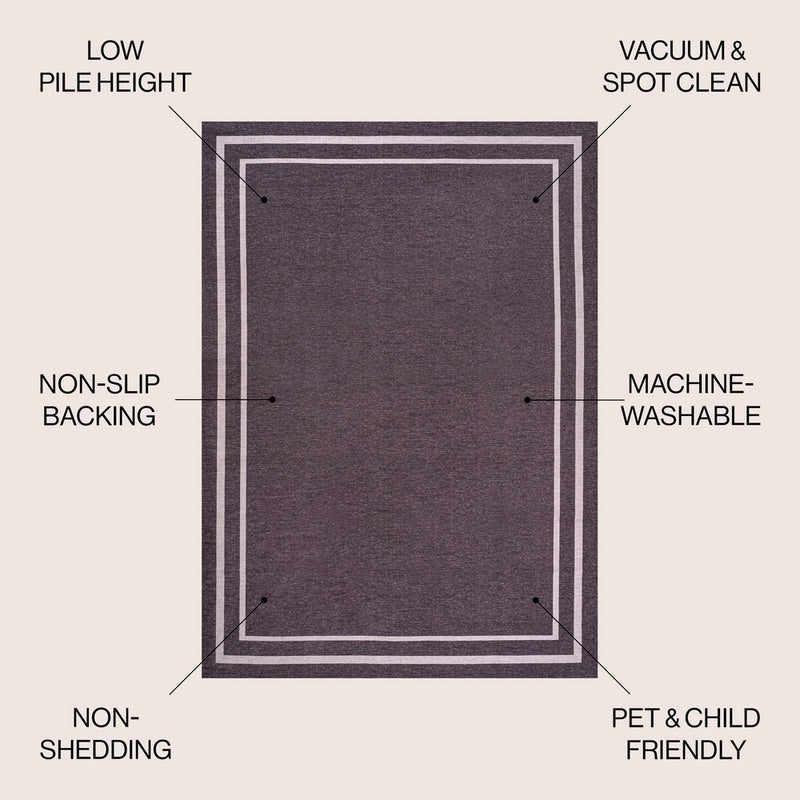 Sloane Classic 2-stripe Border Washable Area Rug