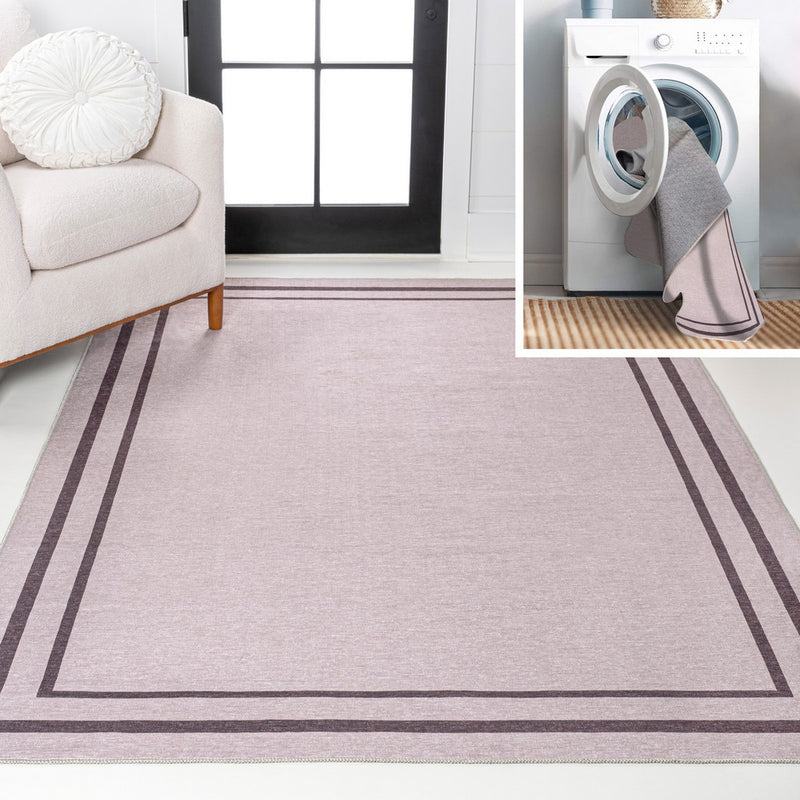 Sloane Classic 2-stripe Border Washable Area Rug