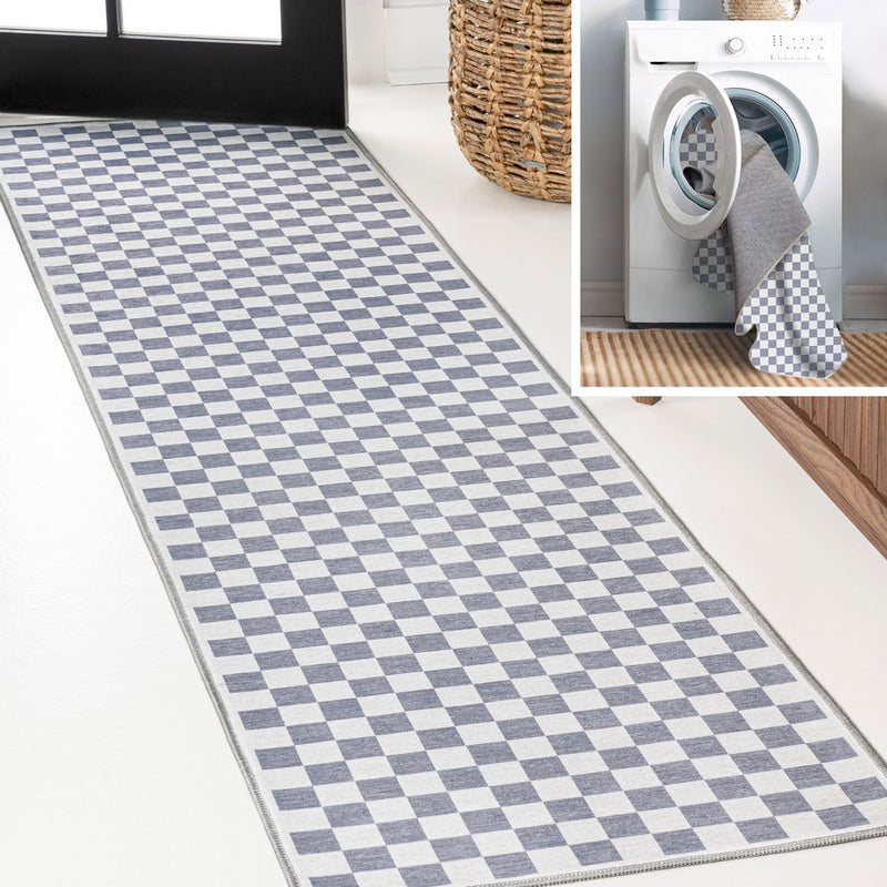 Ainsley Modern Cottage Checkerboard Washable Area Rug
