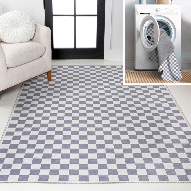 Ainsley Modern Cottage Checkerboard Washable Area Rug