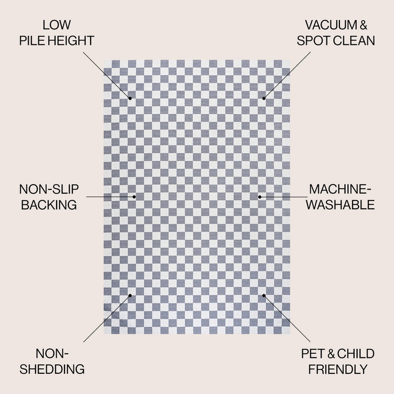 Ainsley Modern Cottage Checkerboard Washable Area Rug