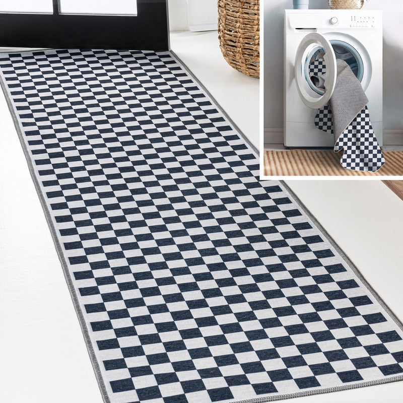 Ainsley Modern Cottage Checkerboard Washable Area Rug