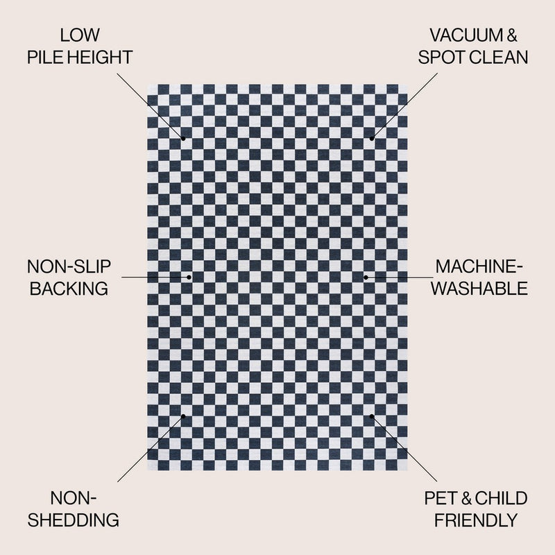 Ainsley Modern Cottage Checkerboard Washable Area Rug