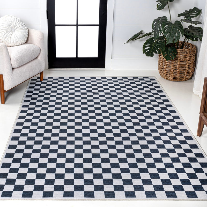 Ainsley Modern Cottage Checkerboard Washable Area Rug