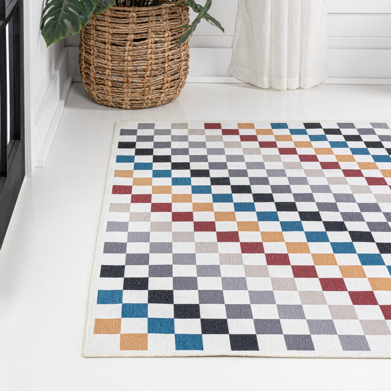 Ainsley Modern Cottage Checkerboard Washable Area Rug