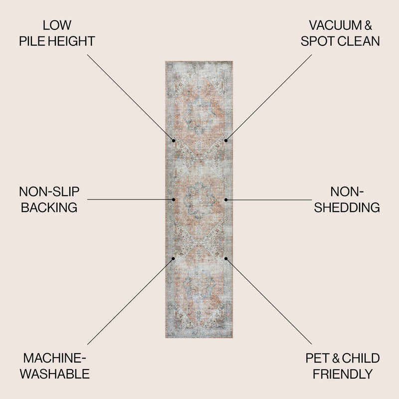 Armae Distressed Medallion Chenille Machine-washable Area Rug