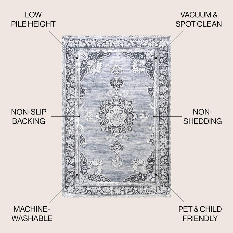 Bausch Bohemian Distressed Chenille Machine-washable Area Rug