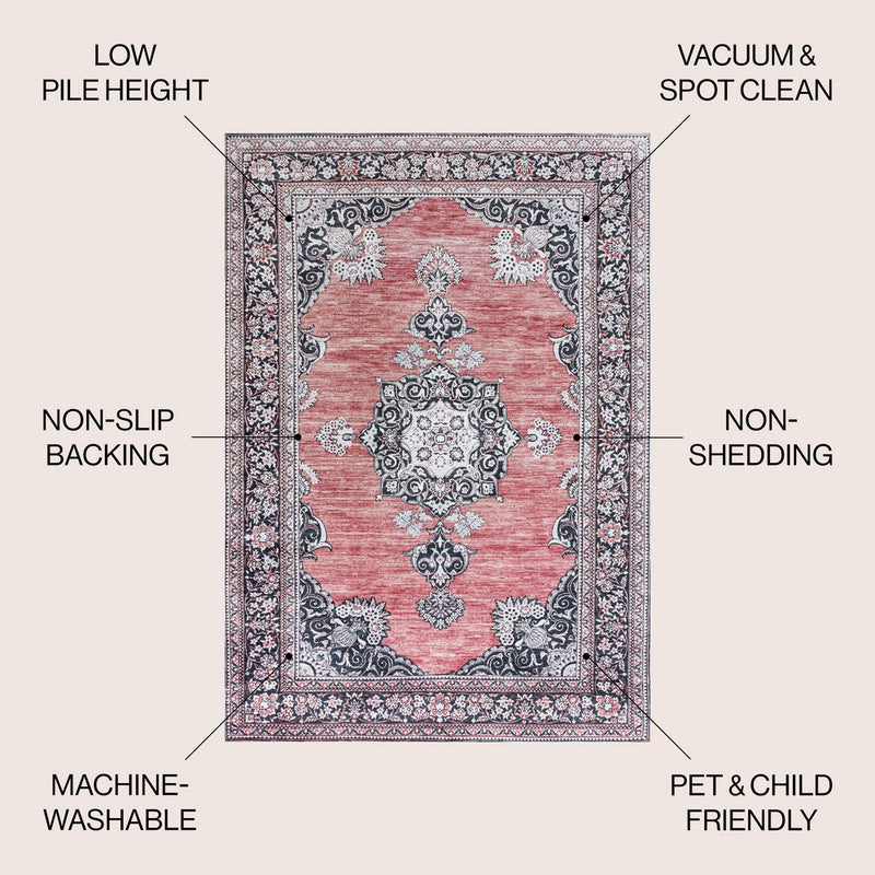 Bausch Bohemian Distressed Chenille Machine-washable Area Rug