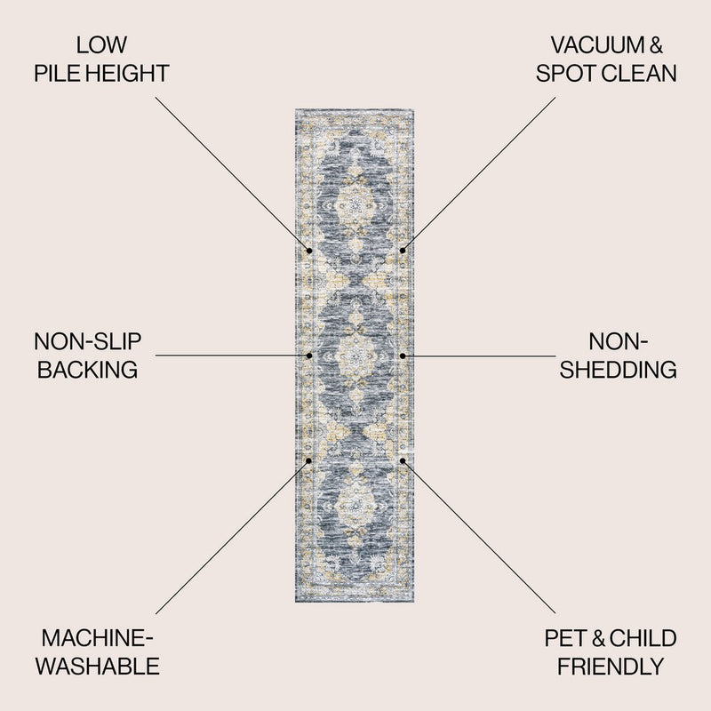 Bausch Bohemian Distressed Chenille Machine-washable Area Rug