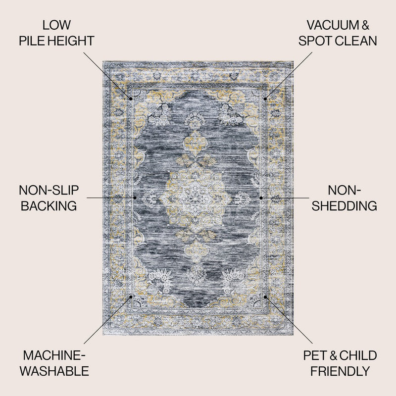 Bausch Bohemian Distressed Chenille Machine-washable Area Rug