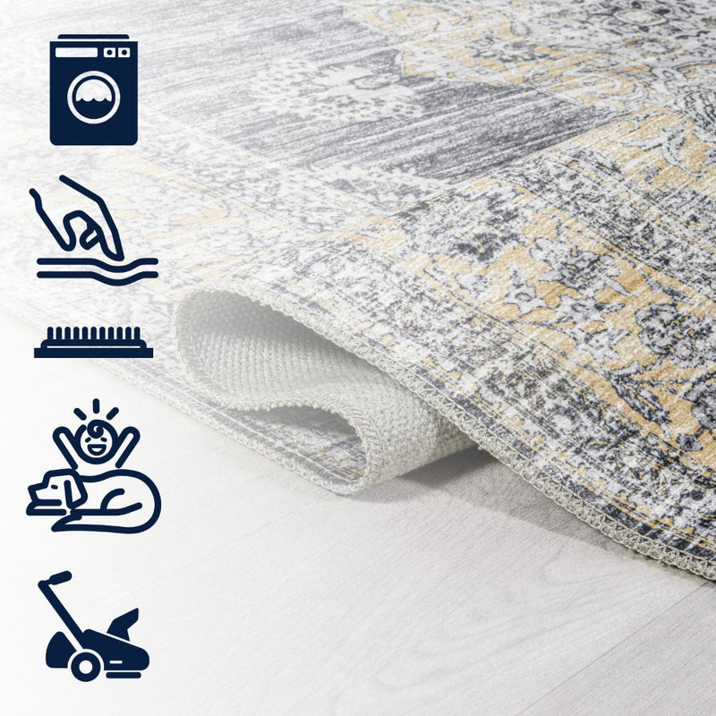 Bausch Bohemian Distressed Chenille Machine-washable Area Rug
