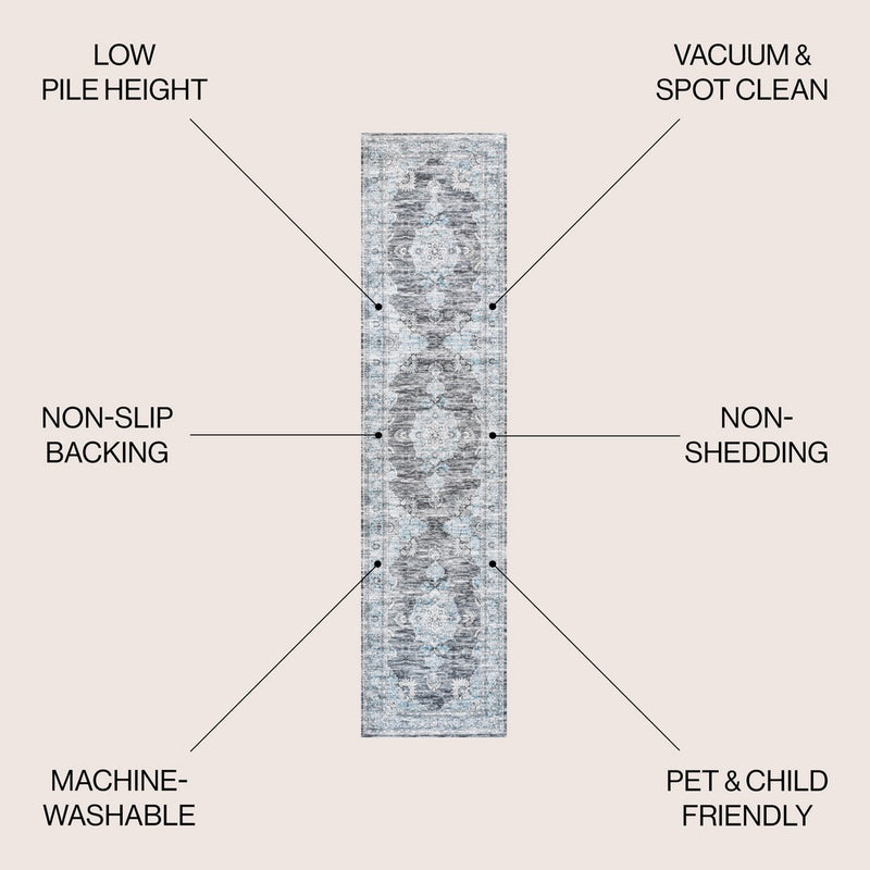 Bausch Bohemian Distressed Chenille Machine-washable Area Rug