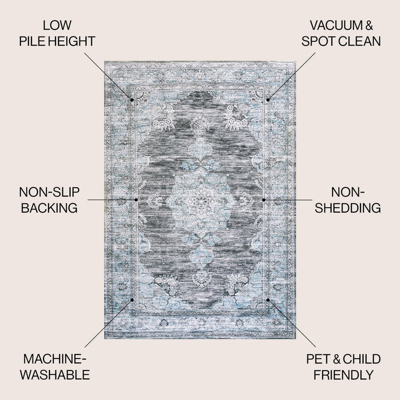 Bausch Bohemian Distressed Chenille Machine-washable Area Rug