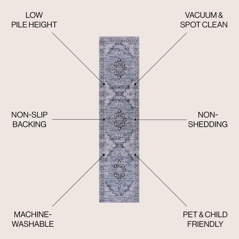 Wincer Chenille Cottage Medallion Machine-washable Area Rug