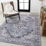 Wincer Chenille Cottage Medallion Machine-washable Area Rug