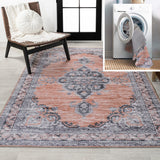 Wincer Chenille Cottage Medallion Machine-washable Area Rug