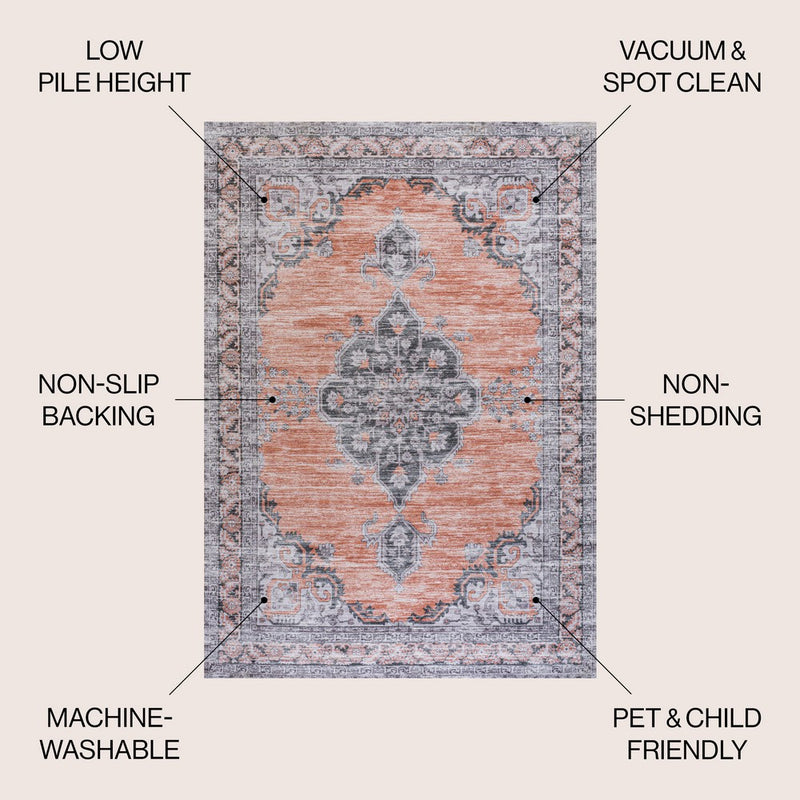 Wincer Chenille Cottage Medallion Machine-washable Area Rug